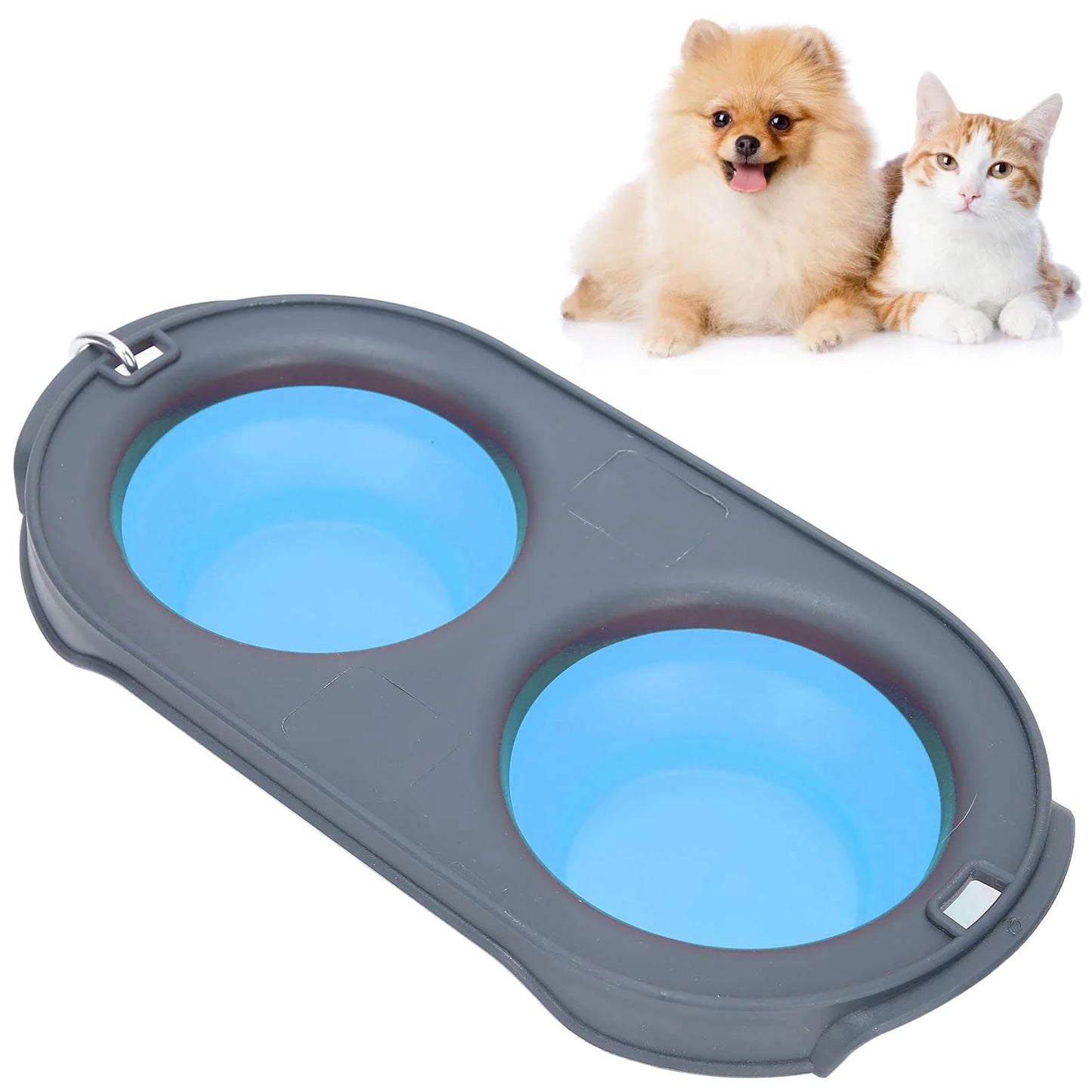 COMEDERO DOBLE PARA MASCOTA PORTABLE